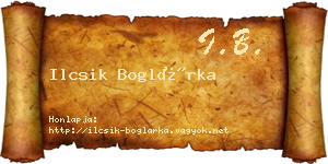 Ilcsik Boglárka névjegykártya
